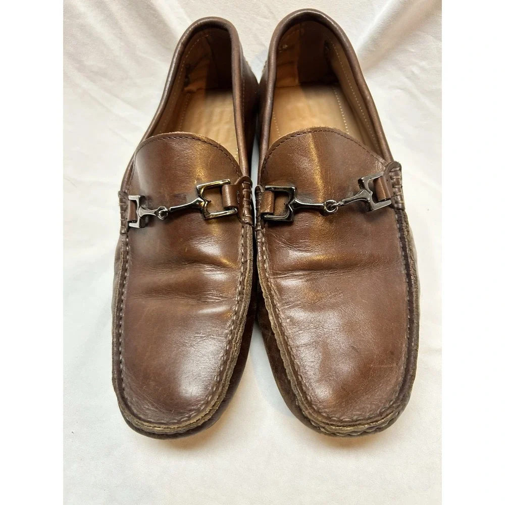 Bruno Magli Xander Mens Leather Driving Loafers Brown Horsebit Size 10
